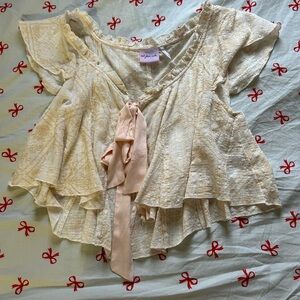 Cream Ruffled Women's Top